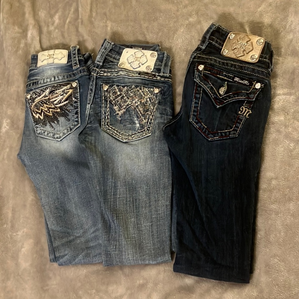 3 pairs of Miss Me skinny jeans size 23